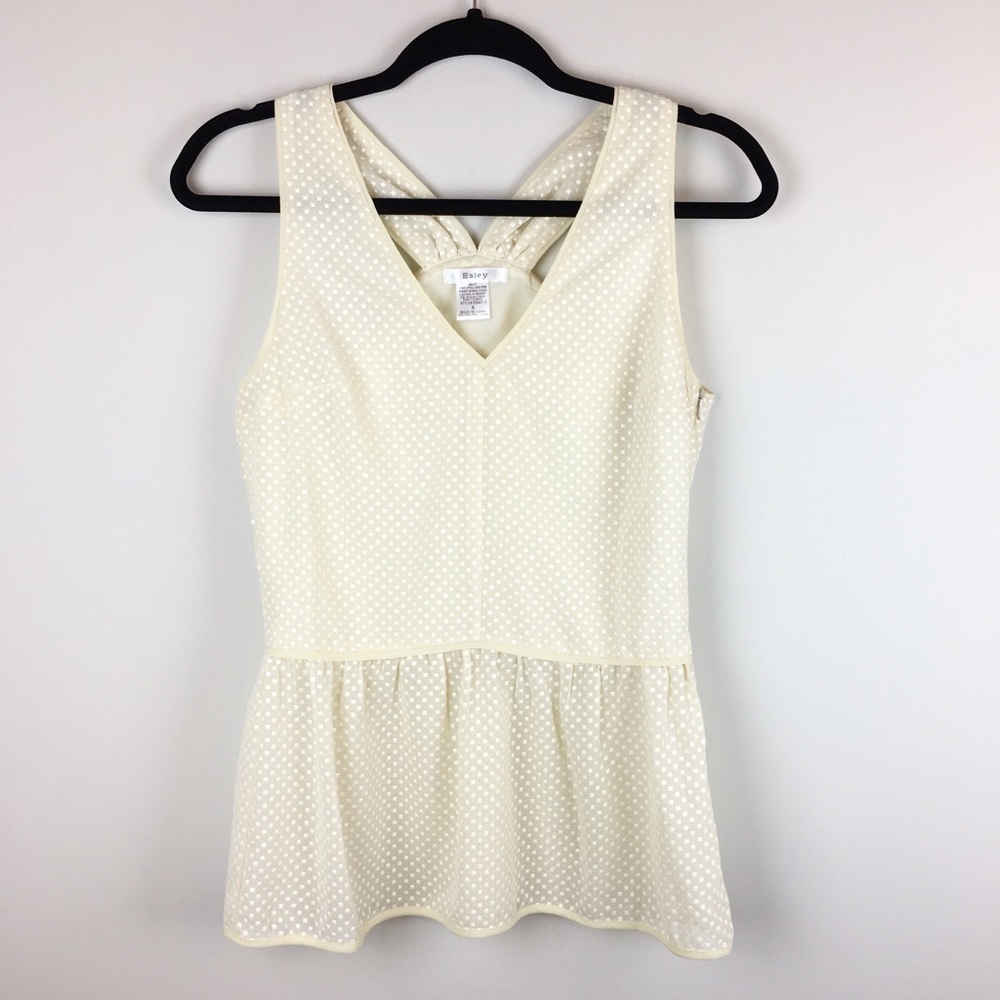 Esley Cream Polka Dot Peplum Tank Top